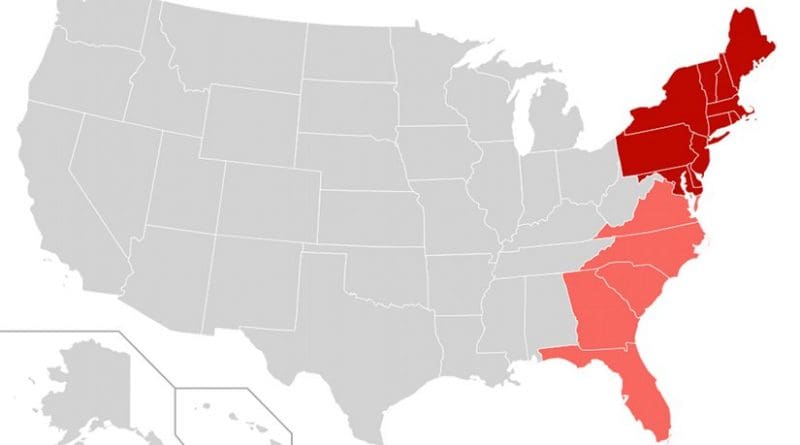 United States' east coast. Source: WIkipedia Commons.