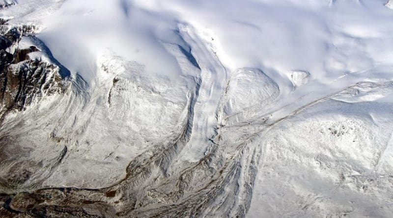 Canada's glaciers and ice caps are now a major contributor to sea level change, a new UCI study shows. Ten times more ice is melting annually due to warmer temperatures. Seen here is the edge of the Barnes Ice Cap in May 2015. Credit NASA / John Sonntag