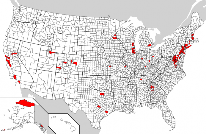 The top 100 counties by median household income. Source: Wikipedia