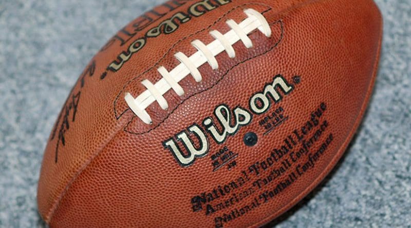 An American Football ball. Photo by Torsten Bolten, Wikipedia Commons.