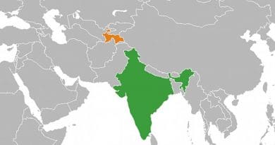 Locations of India and Tajikistan. Source: Wikipedia Commons.