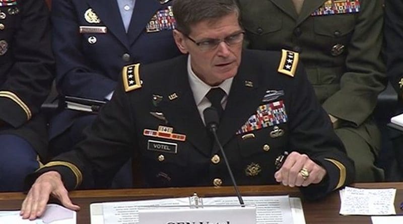 Army Gen. Joseph L. Votel, commander of U.S. Central Command, testified on security challenges in the greater Middle East before the House Armed Services Committee in Washington, March 29, 2017.