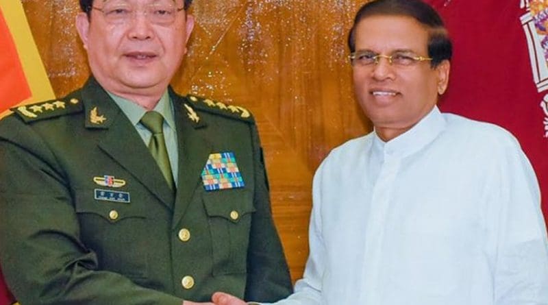 Minister of Defense and State Councilor of the People’s Republic of China General Chang Wanquan with Sri Lanka President Maithripala Sirisena. Photo Credit: Sri Lanka government.