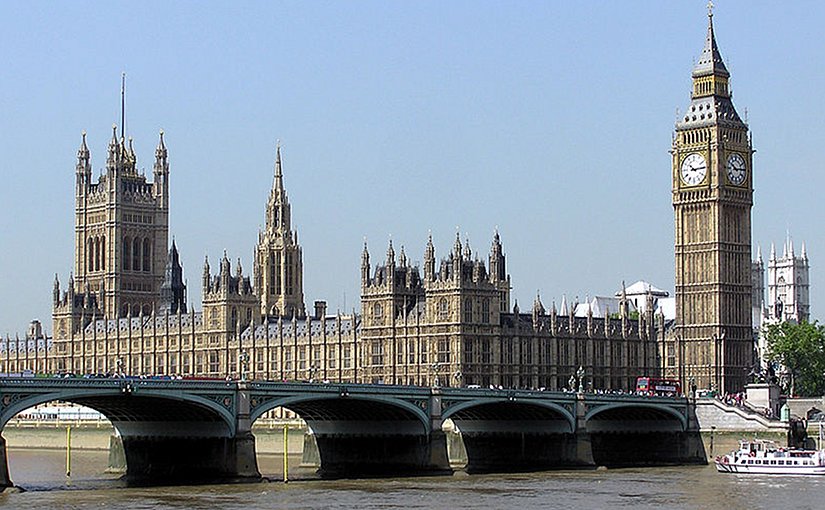 Palace of Westminster, London, United Kingdom. Photo by Adrian Pingstone, Wikipedia Commons.