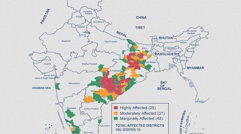 2017 Left Wing Extremists conflict map in India. Source: SATP.