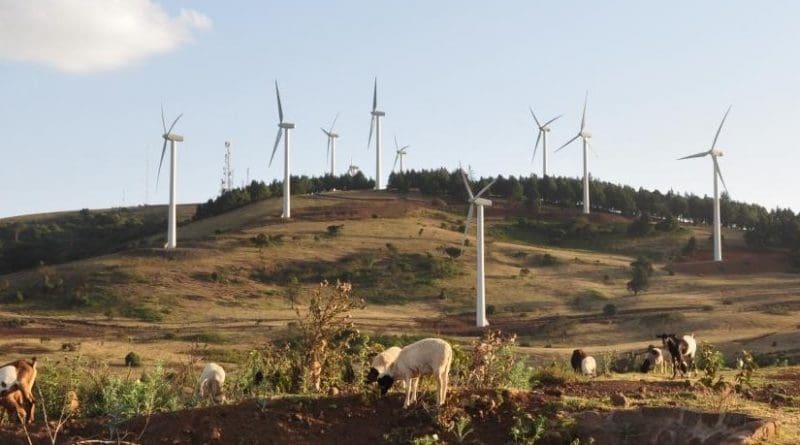 Ngong Hills Wind Farm in Nairobi, Kenya, sited close to where there is significant demand for electricity (Nairobi) and near existing infrastructure, is a good example of multiple land uses for recreation (a popular hiking area for locals), energy generation, and livestock grazing. Credit Grace Wu/Berkeley Lab