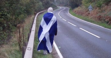 Man wearing flag of Scotland