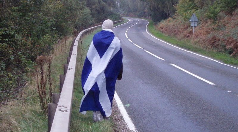 Man wearing flag of Scotland