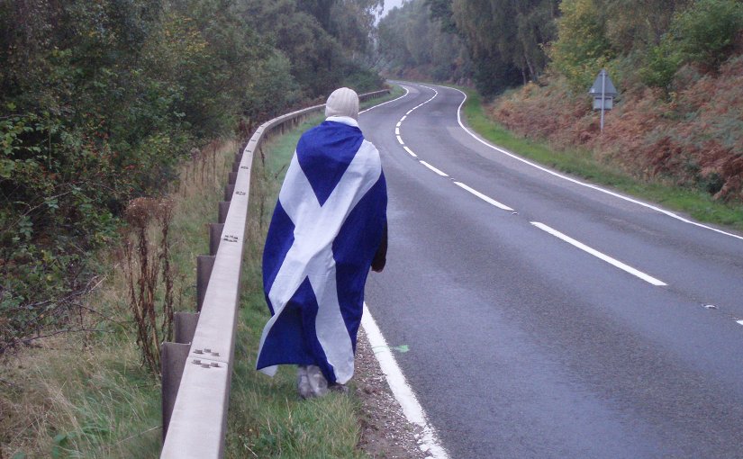 Man wearing flag of Scotland