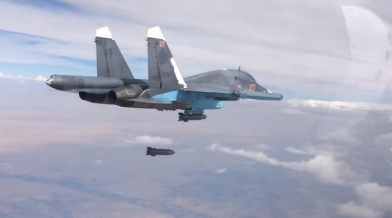 A Russian Su-34 conducting an airstrike in Syria. Source: Mil.ru, Wikipedia Commons.