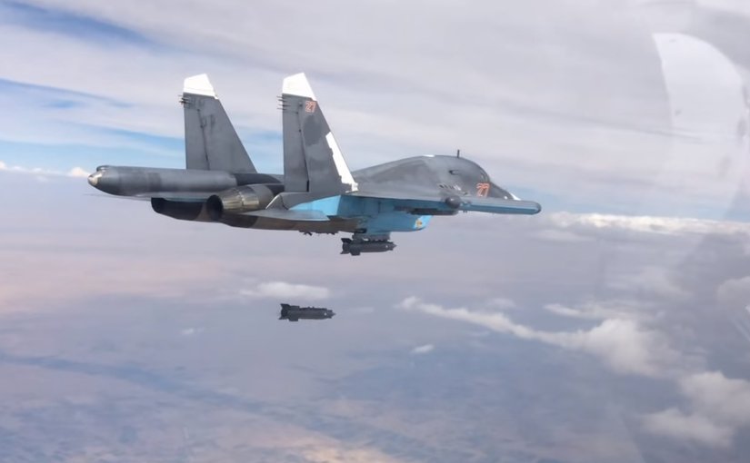 A Russian Su-34 conducting an airstrike in Syria. Source: Mil.ru, Wikipedia Commons.