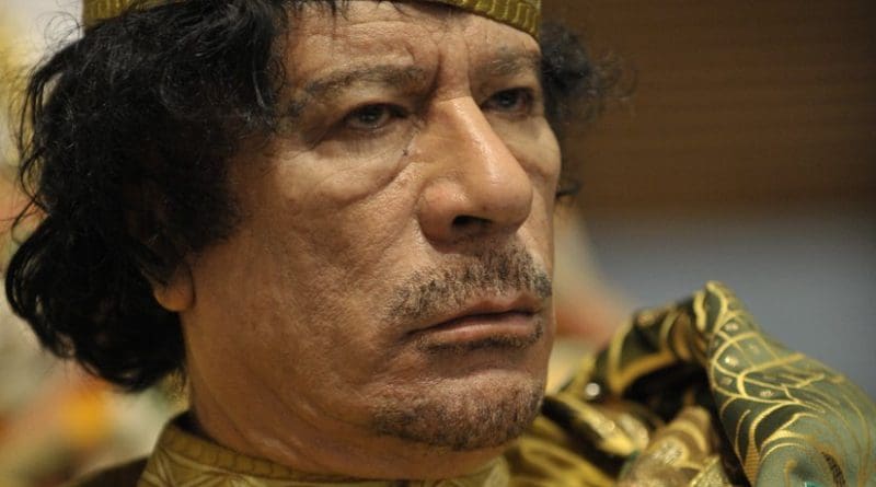 Libya's Muammar al-Gaddafi. U.S. Navy photo by Mass Communication Specialist 2nd Class Jesse B. Awalt