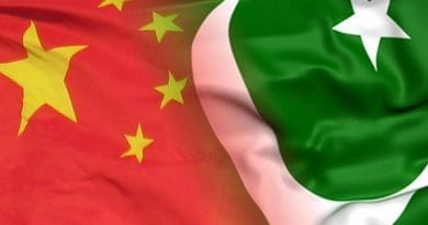 Flags of China and Pakistan.