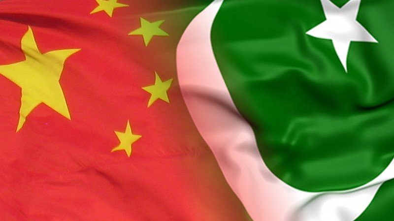 Flags of China and Pakistan.