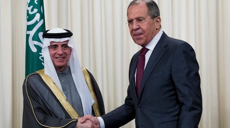 Russia's Foreign Minister Sergey Lavrov with Saudi Foreign Minister Adel al-Jubeir. Photo Credit: Russia Foreign Ministry.
