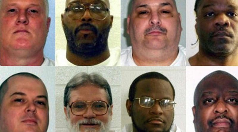 Eight men had been scheduled to be executed. Top, from left: Don Davis, Stacey Johnson, Jack Jones and Ledell Lee; bottom, from left: Jason McGehee, Bruce Ward, Kenneth Williams and Marcel Williams. Credit: Arkansas Department of Correction.