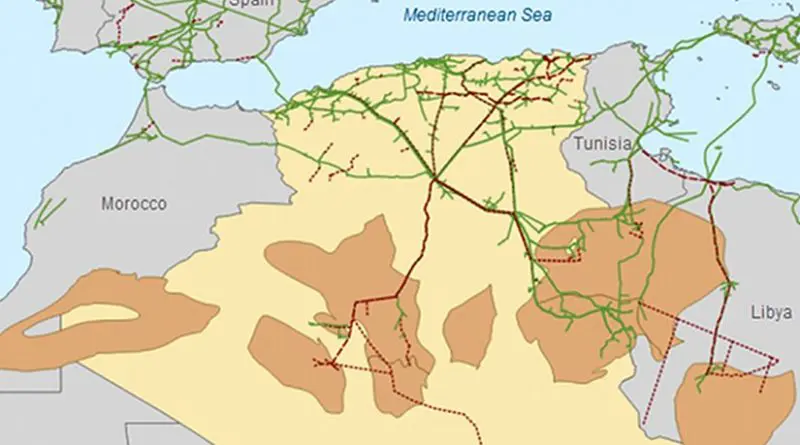 Algeria's oil and natural gas basins and pipeline infrastructure. Credit: U.S. Energy Information Administration, IHS EDIN, and Advanced Resources International