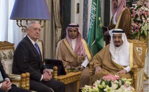 Defense Secretary Jim Mattis meets with Saudi Arabia’s King Salman bin Abdulaziz al-Saud in Riyadh, Saudi Arabia, April 19, 2017. DoD photo by U.S. Air Force Tech. Sgt. Brigitte N. Brantley