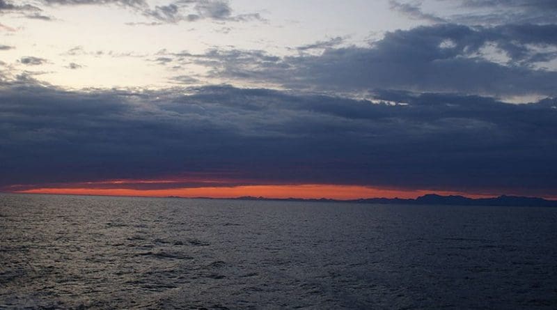 sunset at Labrador Sea, off the coast of Paamiut, Greenland. Photo by Algkalv, Wikipedia Commons.