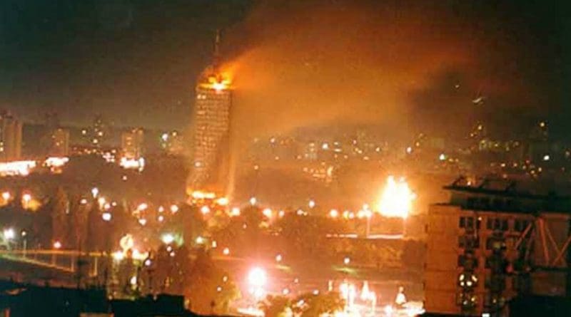 The Usce building in Belgrade was bombed on April 21, 1999. Photo: Wikipedia.