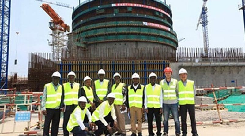 he Ugandan delegation at the construction site of a Hualong One unit at Fuqing (Image: CNNC)