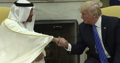 US President Donald Trump meets with United Arab Emirates' Crown Prince Muhammad bin Zayed Al Nahyan