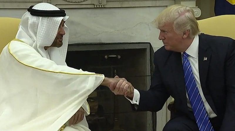 US President Donald Trump meets with United Arab Emirates' Crown Prince Muhammad bin Zayed Al Nahyan