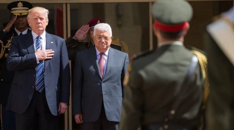 President Donald Trump participates in arrival ceremonies with President Mahmoud Abbas of the Palestinian Authority at the Presidential Palace, Tuesday, May 23, 20217, in Bethlehem. (Official White House Photo by Shealah Craighead)