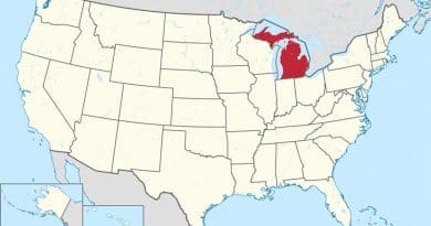 Map of the United States with Michigan highlighted. Source: Wikipedia Commons.