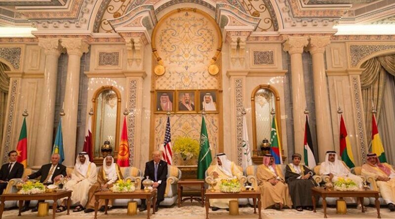 President Donald Trump and King Salman bin Abdulaziz Al Saud of Saudi Arabia attend the meeting of the Leaders of the Cooperation Council for the Arab States of the Gulf Countries, Sunday, May 21, 2017, at the King Abdulaziz Conference Center in Riyadh, Saudi Arabia. (Official White House Photo by Shealah Craighead)