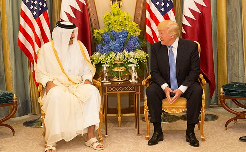 Qatar's Sheikh Tamim bin Hamad Al-Thani meets with US President Donald Trump. Official White House Photo by Shealah Craighead.