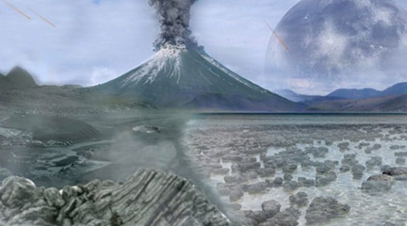Artist’s impression of an Archean landscape. The earliest metabolisms of the Archaea were based on the anaerobic reduction of carbon dioxide, and likely evolved during the earliest period of Earth’s evolutionary history.