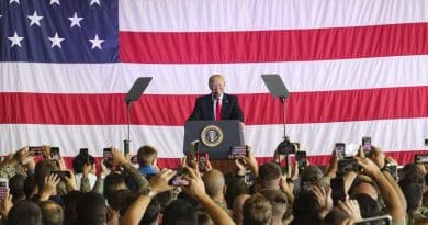 President Donald J. Trump speaks to U.S. service members and their families at Naval Air Station Sigonella, Italy, May 27, 2017. Trump traveled to Sicily to attend the G7 Summit and meet with world leaders. Marine Corps photo by Sgt. Samuel Guerra