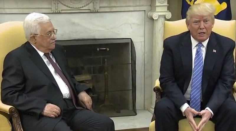 US President Donald Trump meets with Palestinian President Mahmoud Abbas. Photo Credit: White House video screenshot.