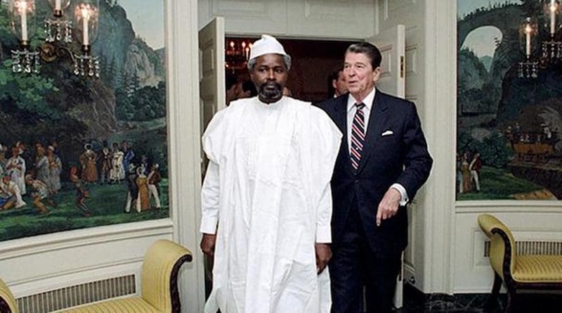 Chadian president Hissène Habré with US president Ronald Reagan at the White House June 1987. Courtesy of Ronald Reagan Presidential Library and Museum