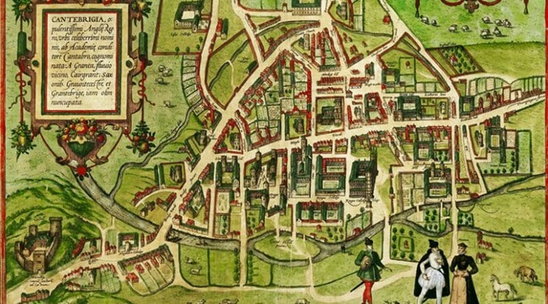 Cambridge in 1575. Credit: William Smith and Richard Lyne - Civitates orbis terrarum, volume ii, published in Cologne by Georg Braun and Frans Hogenberg, Wikipedia Commons.