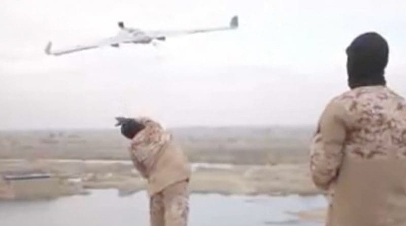 Islamic State terrorists with a small drone; Source: Screenshot from Islamic State video.