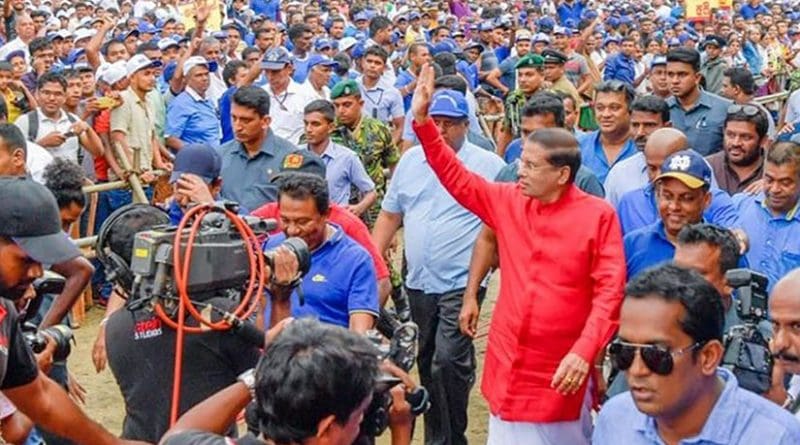 Sri Lanka's President Maithripala Sirisena attends May Day rally. Photo Credit: Sri Lanka Government.