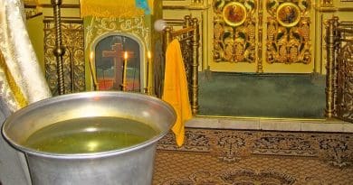 Holy Water in an Orthodox Church.