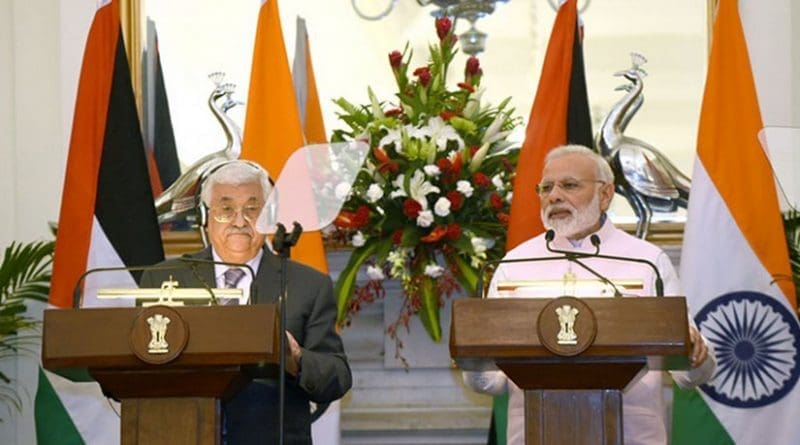 India's Prime Minister, Shri Narendra Modi and the President of the State of Palestine, Mr. Mahmoud Abbas. Photo Credit: India's PM Office.