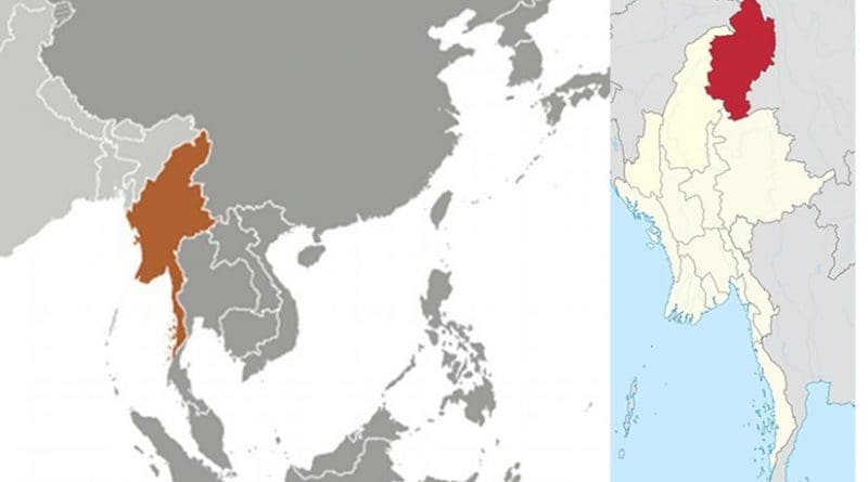 Location of Kachin State in Burma (Myanmar). Source: CIA World Factbook and Wikipedia Commons.