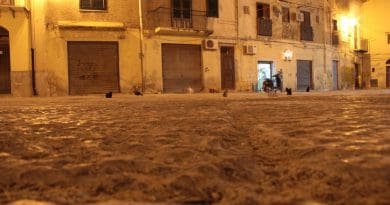 Night street scene in Sicily, Italy
