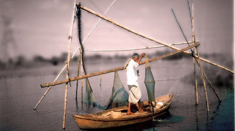 A man fishing in Bangladesh.