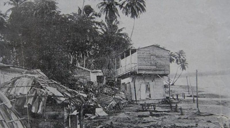 Shoreline damage in Aguadilla, Puerto Rico is shown following the 1918 earthquake and tsunami. Credit Courtesy of Roland LaForge