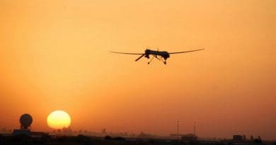 An Air Force Predator unmanned aerial vehicle on patrol from Balad Air Base, Iraq. Credit U.S. Air Force