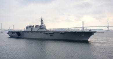 Japan's helicopter destroyer JS Izumo. Photo: Wikipedia Commons.