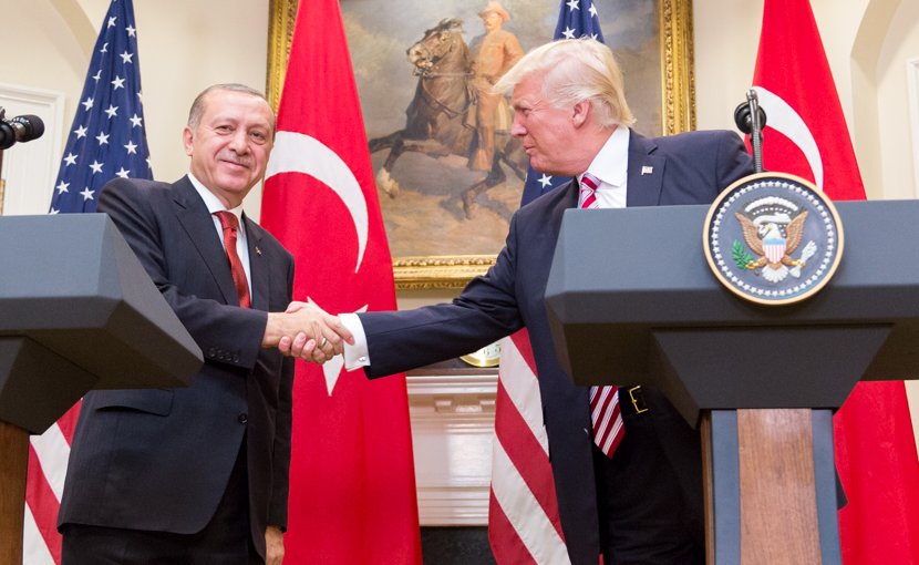 US President Donald Trump and President Recep Erdoğan give a joint statement in the Roosevelt Room at the White House, Tuesday, May 16, 2017 in Washington, D.C. (Official White House Photo by Shealah Craighead).