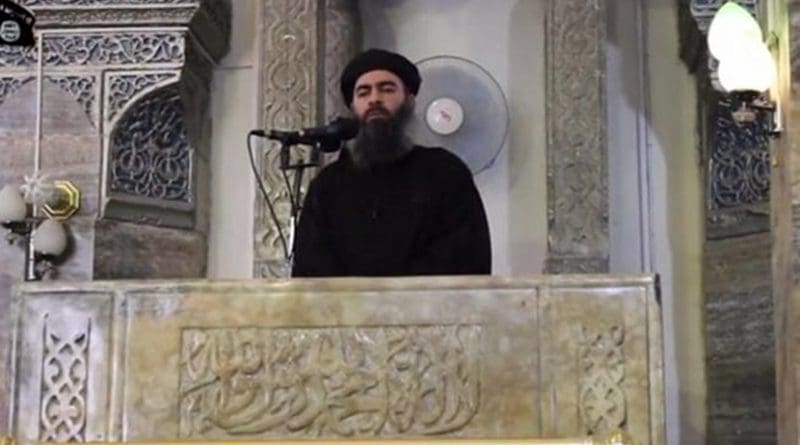 Islamic State leader Abu Bakr al-Baghdadi. Source: Screenshot from ISIS propaganda video.