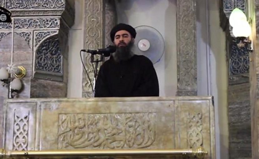 Islamic State leader Abu Bakr al-Baghdadi. Source: Screenshot from ISIS propaganda video.