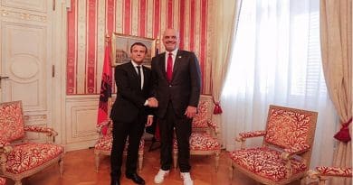 Albanian PM Edi Rama with French President, Emmanuel Macron on July 12. Photo: Rama's Facebook page